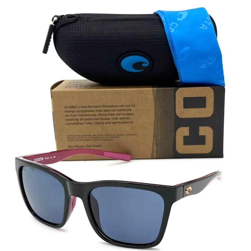 Costa Del Mar PANGA Black Pink / Gray 580P 56mm Polarized Sunglasses